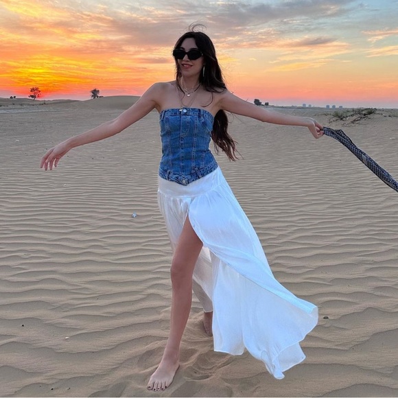 Zara Corset Style Denim Top - Picture 6 of 17